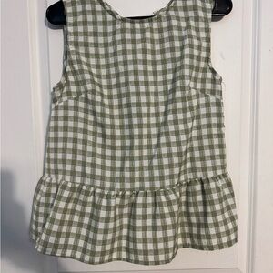 Green and White Checkered Sleeveless Top